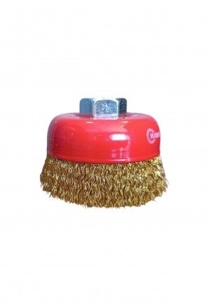 Hawk 80 mm Sarı Dalgalı Vidalı Çanak Fırça - HAWK10115 