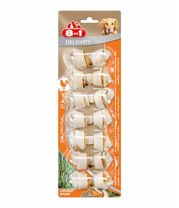 8in1 Delights Bones Tavuklu Köpek Ödül Kemiği - 84gr XS 8in1 Delights Bones Tavuklu Köpek Ödül Kemiği - 84gr XS