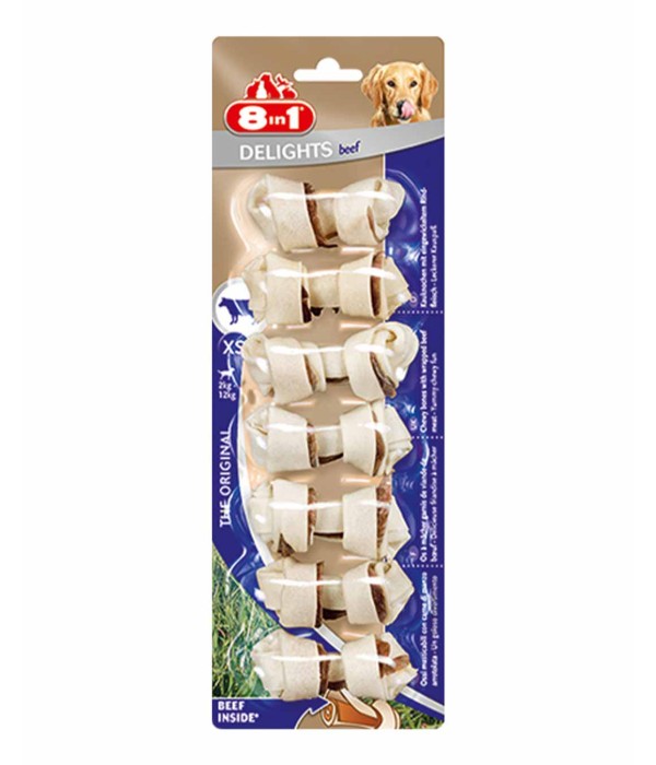 8in1 Delights Sığır Etli Köpek Ödül Kemiği - 84gr XS