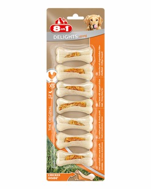 8in1 Delights Strong Tavuklu Köpek Ödül Kemiği - 140gr XS