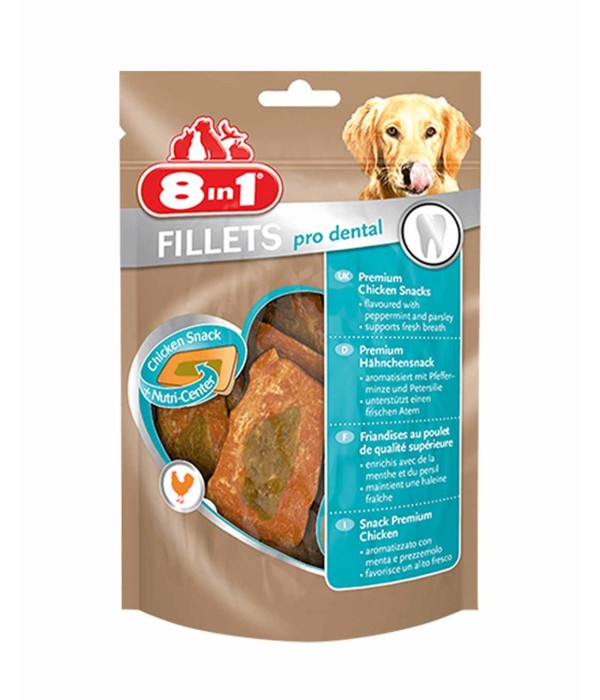 8in1 Fillets Pro Dental Diş Sağlığı için Fileto Tavuklu Köpek Ödül Maması - 80gr 8in1 Fillets Pro Dental Diş Sağlığı için Fileto Tavuklu Köpek Ödül Maması - 80gr