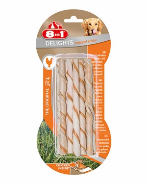 8in1 Delights Burgu Çubuk Tavuklu Köpek Ödül Kemiği - 55gr