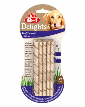 8in1 Delights Burgu Çubuk Sığır Etli Köpek Ödül Kemiği - 55gr