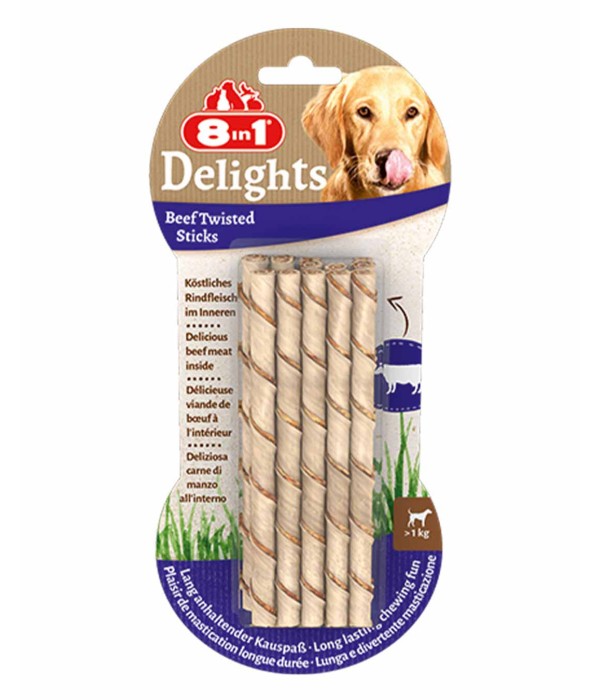 8in1 Delights Burgu Çubuk Sığır Etli Köpek Ödül Kemiği - 55gr