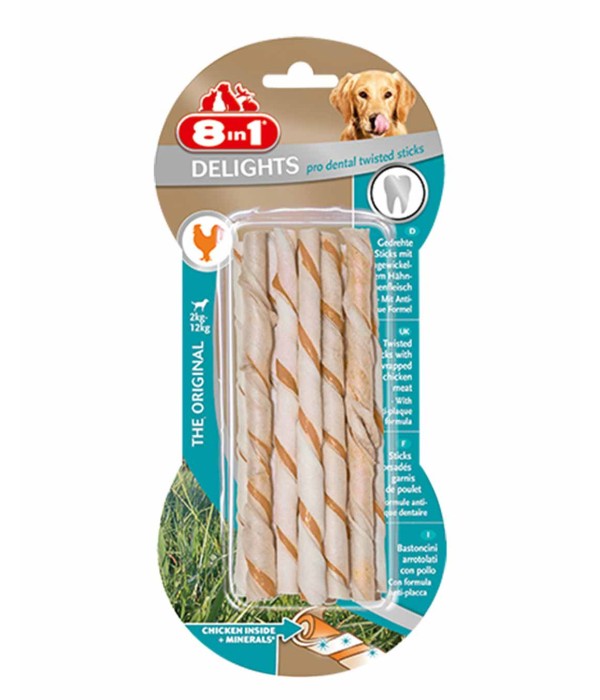 8in1 Delights Pro Dental Diş Sağlığı için Burgu Çubuk Köpek Ödül Kemiği - 55gr 8in1 Delights Pro Dental Diş Sağlığı için Burgu Çubuk Köpek Ödül Kemiği - 55gr