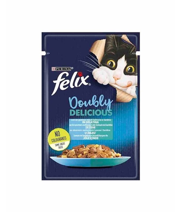 Felix 85gr Çifte Lezzet Sardalya ve Somonlu Yaş Kedi Maması Felix 85gr Çifte Lezzet Sardalya ve Somonlu Yaş Kedi Maması