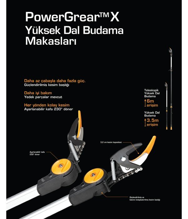 Fiskars - Power Gear UPX86 Teleskopik Yüksek Dal Budama Makası