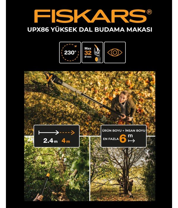 Fiskars - Power Gear UPX86 Teleskopik Yüksek Dal Budama Makası
