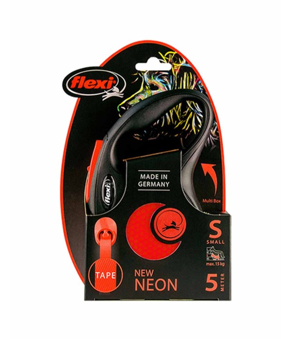 Flexi New Neon 5m Şerit Köpek Tasması - Turuncu S
