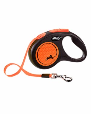Flexi New Neon 5m Şerit Köpek Tasması - Turuncu S