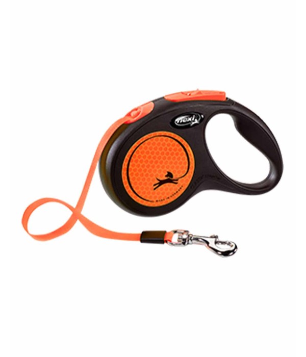 Flexi New Neon 5m Şerit Köpek Tasması - Turuncu S