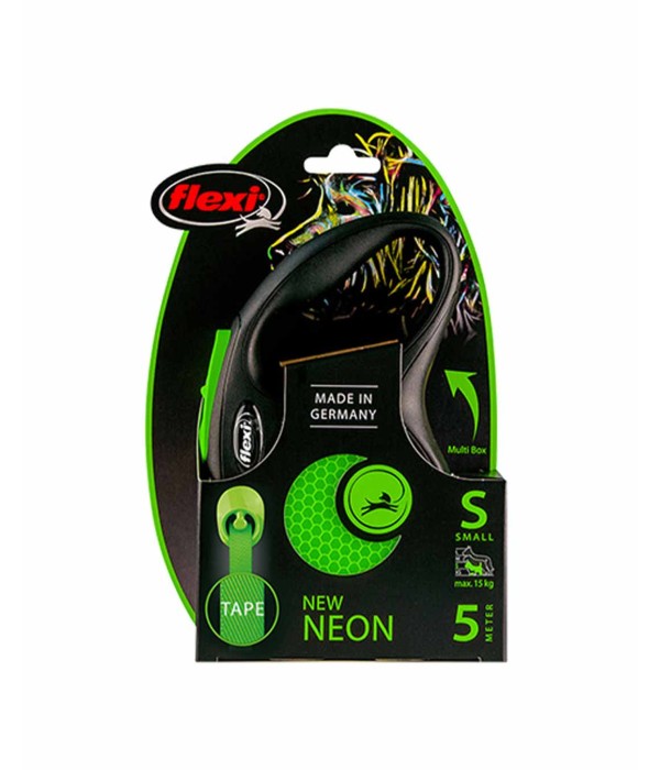 Flexi New Neon 5m Şerit Köpek Tasması - Yeşil S
