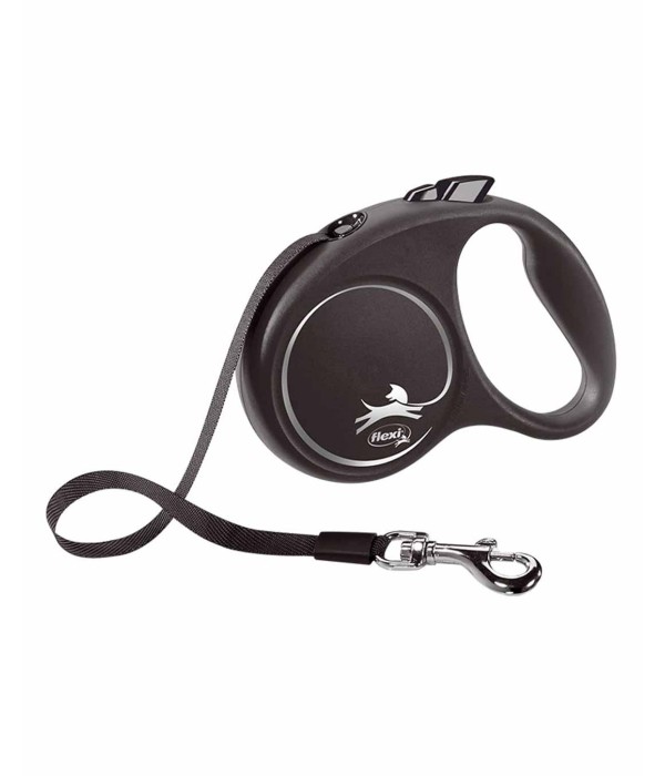 Flexi Black Design 5m Şerit Köpek Tasması - Siyah S