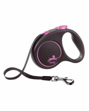 Flexi Black Design 5m Şerit Köpek Tasması - Pembe S
