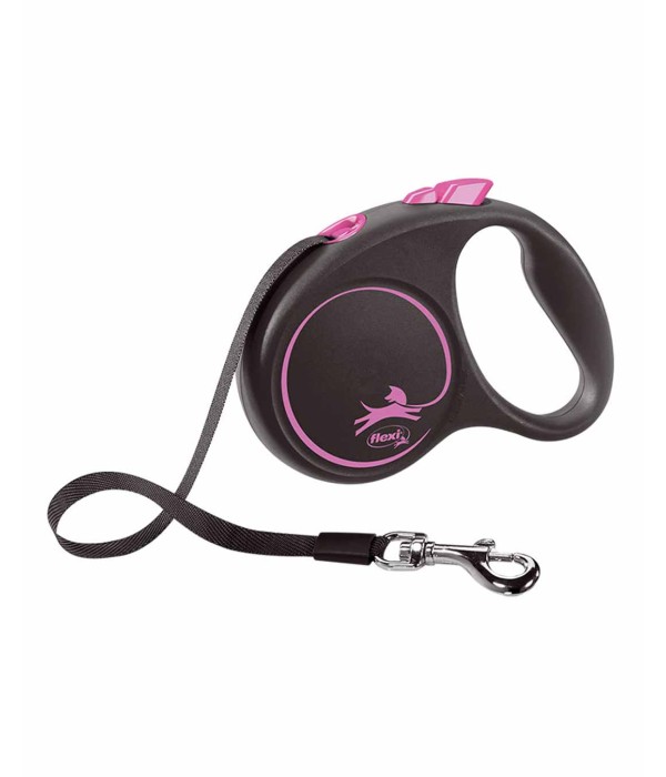 Flexi Black Design 5m Şerit Köpek Tasması - Pembe S Flexi Black Design 5m Şerit Köpek Tasması - Pembe S
