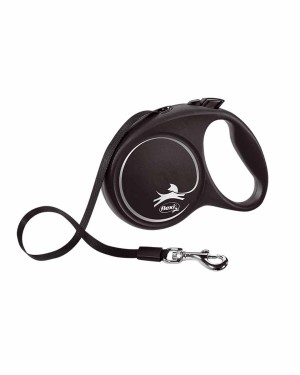 Flexi Black Design 5m Şerit Köpek Tasması - Siyah L