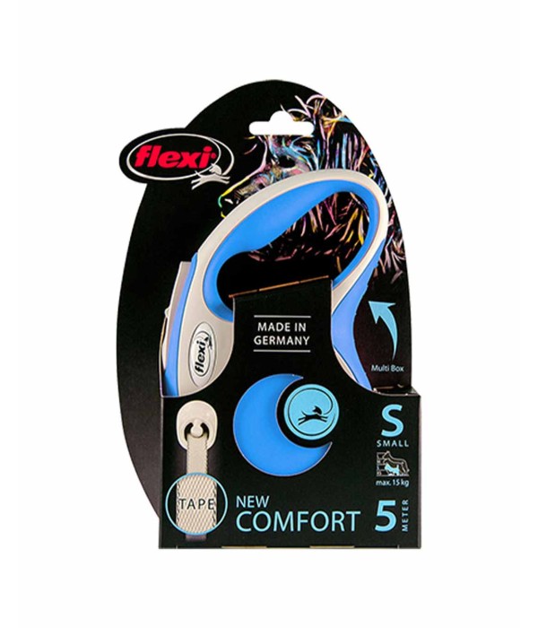 Flexi New Comfort 5m Şerit Köpek Tasması - Mavi S