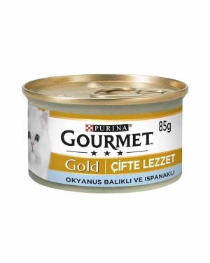 Gourmet Gold 85gr Çifte Lezzet Okyanus Balıklı ve Ispanaklı Kedi Konservesi