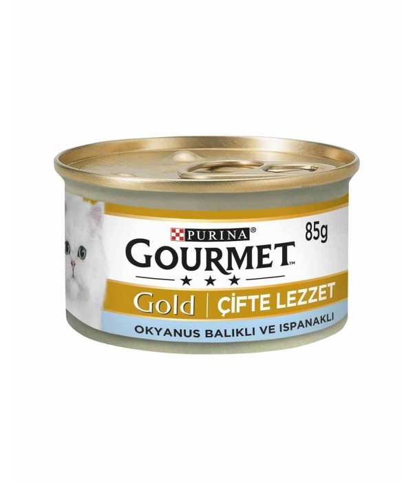 Gourmet Gold 85gr Çifte Lezzet Okyanus Balıklı ve Ispanaklı Kedi Konservesi