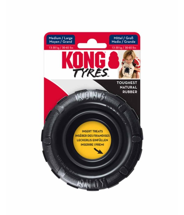 Kong Extreme Tires Delikli Tekerlek Şeklinde Çok Amaçlı Köpek Oyuncağı - Ultra Sert M/L
