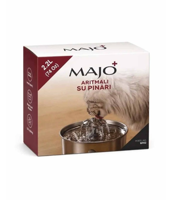 Majo MJ-700 Paslanmaz Çelik Arıtmalı Kedi Su Pınarı Ultra Sessiz 2.2lt