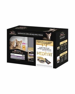 Pro Plan Tavuklu Yavru Kedi Maması - 1,5kg + 2x85gr Yaş Mama Hediye