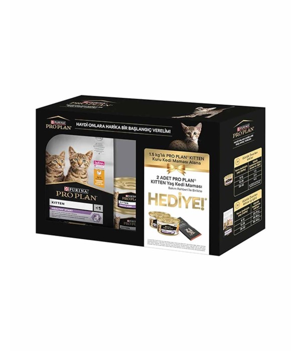 Pro Plan Tavuklu Yavru Kedi Maması - 1,5kg + 2x85gr Yaş Mama Hediye