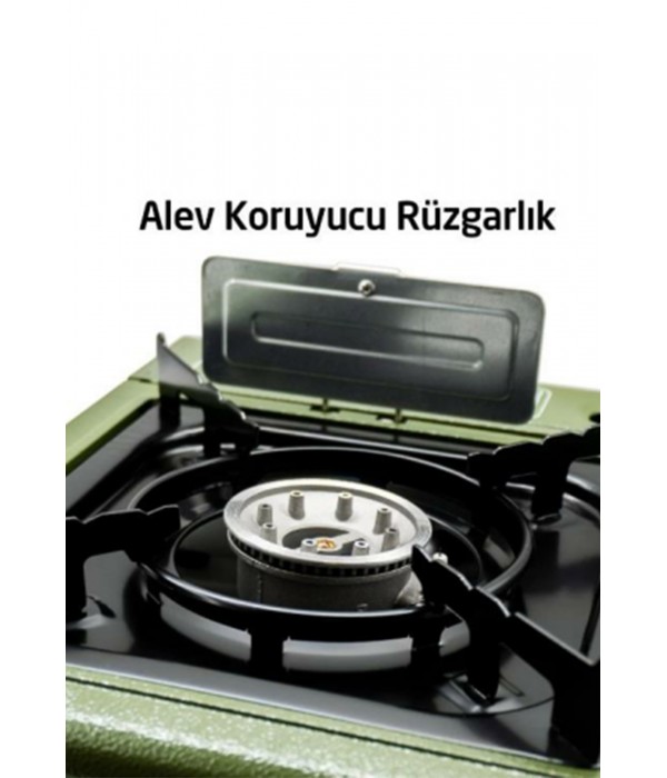 Rox - Tekli Portatif Kamp Ocak, Rüzgarlıklı, Ekstra Gaz Girişli Haki Yeşil Rox - Tekli Portatif Kamp Ocak, Rüzgarlıklı, Ekstra Gaz Girişli Haki Yeşil