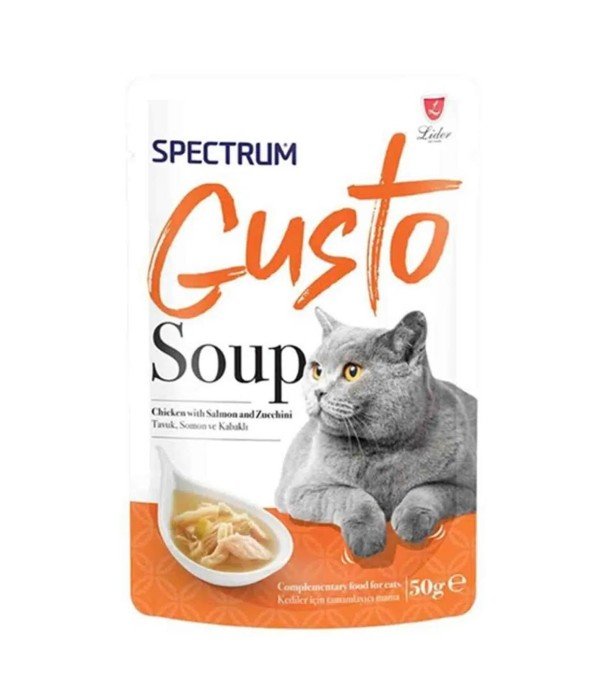 Spectrum Gusto 50 gr Tavuklu Somon Balıklı Kabaklı Kedi Çorbası - SPG105 Spectrum Gusto 50 gr Tavuklu Somon Balıklı Kabaklı Kedi Çorbası - SPG105