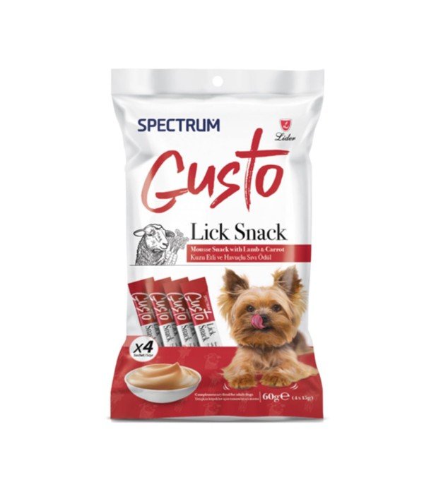 Spectrum Gusto 4 lü 15 gr Kuzu Etli Havuçlu Köpek Sıvı Ödül Maması - SPG052 