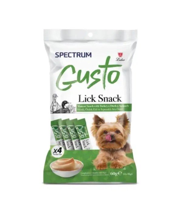 Spectrum Gusto 4 lü 15 gr Hindi Etli Ördek Etli ve Ispanaklı Köpek Sıvı Ödül Maması - SPG054