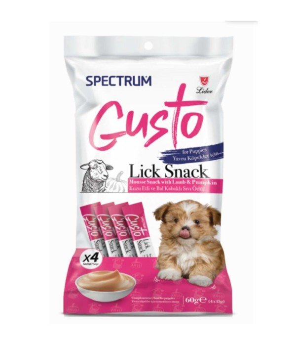 Spectrum Gusto 4 lü 15 gr Kuzu Etli Bal Kabaklı Yavru Köpek Sıvı Ödül Maması - SPG055