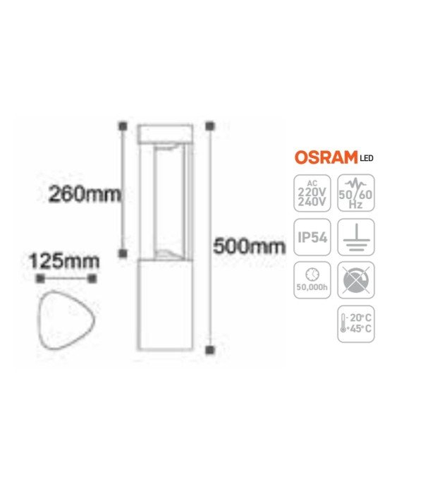 ACK AG43-02102 7W 50 cm 3000K Günışığı Dallas Alüminyum Led Bahçe Armatürü