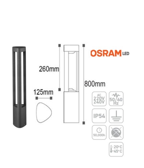 ACK AG43-02302 7W 80 cm 3000K Günışığı Dallas Alüminyum Led Bahçe Armatürü ACK AG43-02302 7W 80 cm 3000K Günışığı Dallas Alüminyum Led Bahçe Armatürü