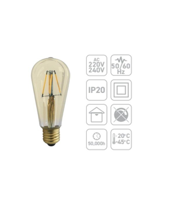 ACK AB46-00420 4W ST64 E27 2200K Rustik Led Ampul ACK AB46-00420 4W ST64 E27 2200K Rustik Led Ampul