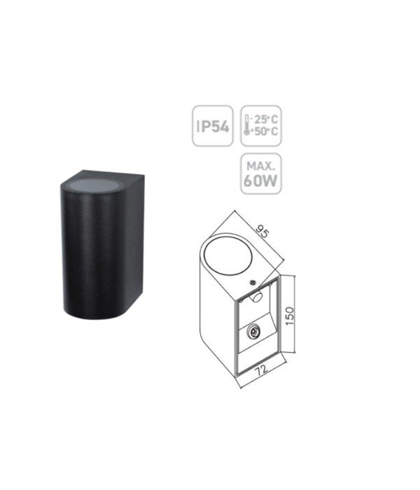 ACK AH07-02151 GU10 Çift Yönlü Bahçe Duvar Apliği