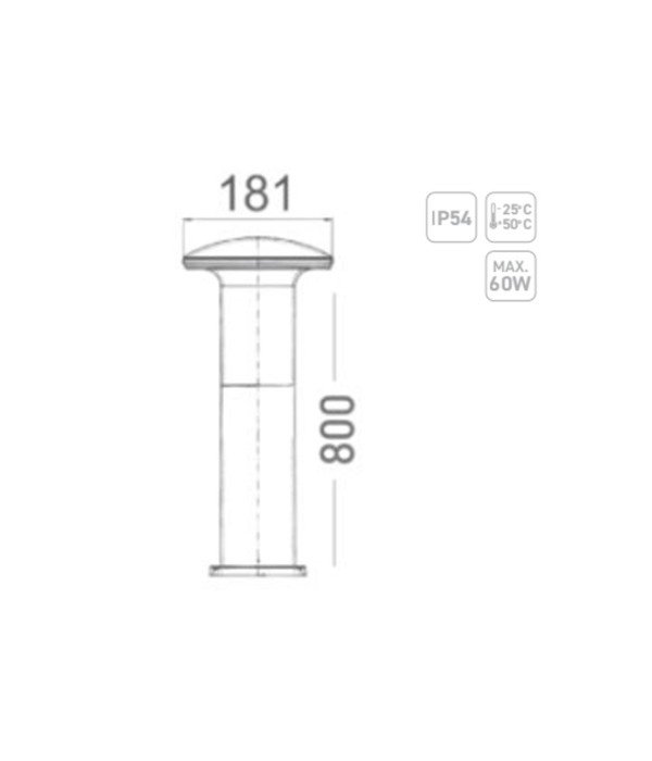 ACK AG55-04421 E27 80 cm Gaia Bahçe Armatürü