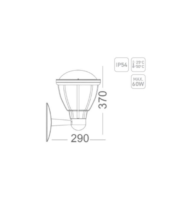 ACK AG55-05121 E27 Sardes Bahçe Duvar Apliği