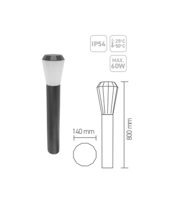 ACK AG36-00162 E27 80 cm Comet Alüminyum Bahçe Armatürü ACK AG36-00162 E27 80 cm Comet Alüminyum Bahçe Armatürü