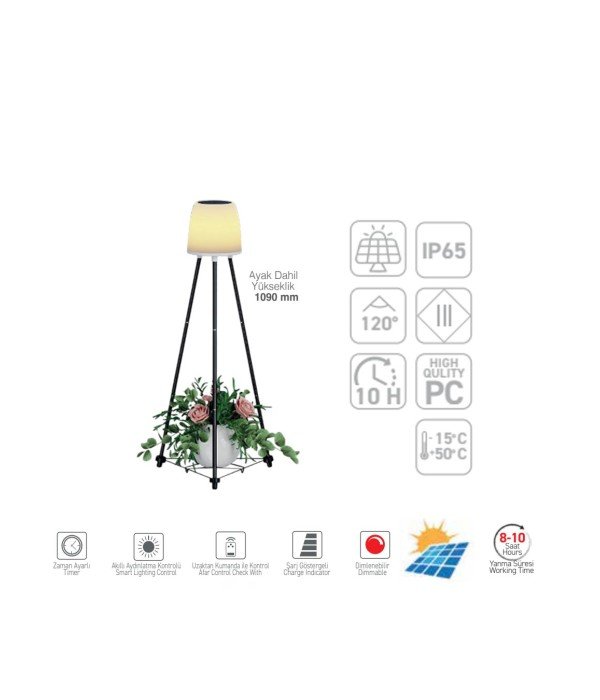ACK AG60-06851 IP54 Solar Led Ayaklı Bahçe Abajuru
