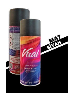 Akçalı Vual Akrilik Mat Siyah Sprey  400 ml - RAL 9005 