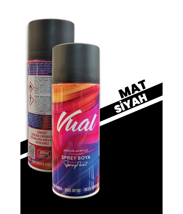 Akçalı Vual Akrilik Mat Siyah Sprey 400 ml - RAL 9005 Akçalı Vual Akrilik Mat Siyah Sprey 400 ml - RAL 9005