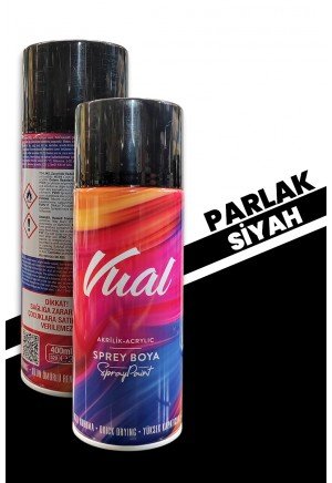 Akçalı Vual Akrilik Parlak Siyah Sprey 400 ml - RAL 9005 Akçalı Vual Akrilik Parlak Siyah Sprey 400 ml - RAL 9005