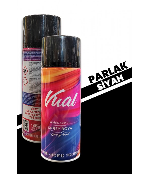 Akçalı Vual Akrilik Parlak Siyah Sprey 400 ml - RAL 9005 Akçalı Vual Akrilik Parlak Siyah Sprey 400 ml - RAL 9005
