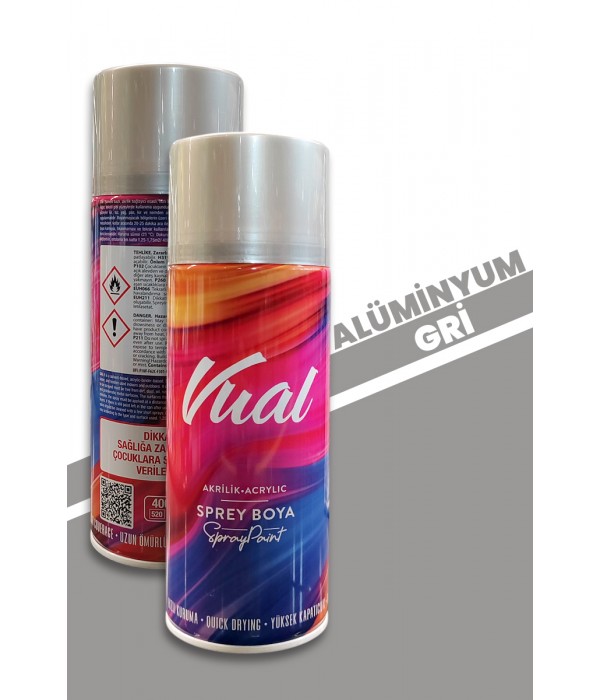 Akçalı Vual Akrilik Parlak Alüminyum Gri Sprey 400 ml - RAL 9006 Akçalı Vual Akrilik Parlak Alüminyum Gri Sprey 400 ml - RAL 9006