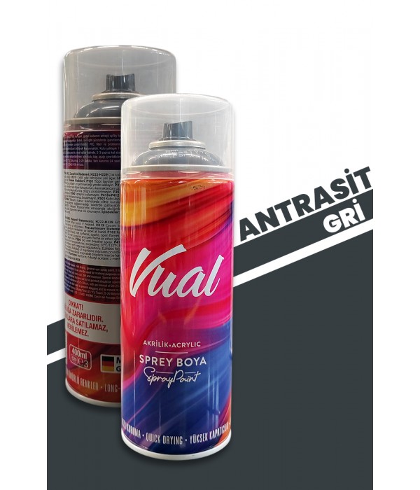 Akçalı Vual Akrilik Parlak Antrasit Gri Sprey 400 ml - RAL 7016 Akçalı Vual Akrilik Parlak Antrasit Gri Sprey 400 ml - RAL 7016