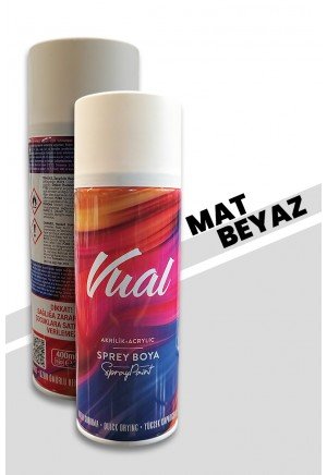 Akçalı Vual Akrilik Mat Beyaz Sprey Boya 400 ml - RAL 9010 Akçalı Vual Akrilik Mat Beyaz Sprey Boya 400 ml - RAL 9010