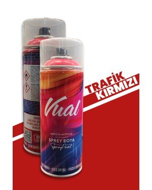 Akçalı Vual Akrilik Parlak Trafik Kırmızı Sprey 400 ml - RAL 3020