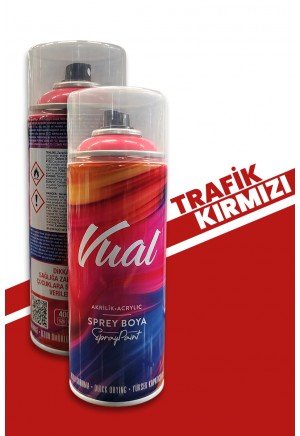 Akçalı Vual Akrilik Parlak Trafik Kırmızı Sprey 400 ml - RAL 3020
