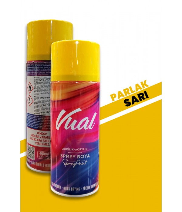 Akçalı Vual Akrilik Parlak Sarı Sprey 400 ml - RAL 1018 Akçalı Vual Akrilik Parlak Sarı Sprey 400 ml - RAL 1018